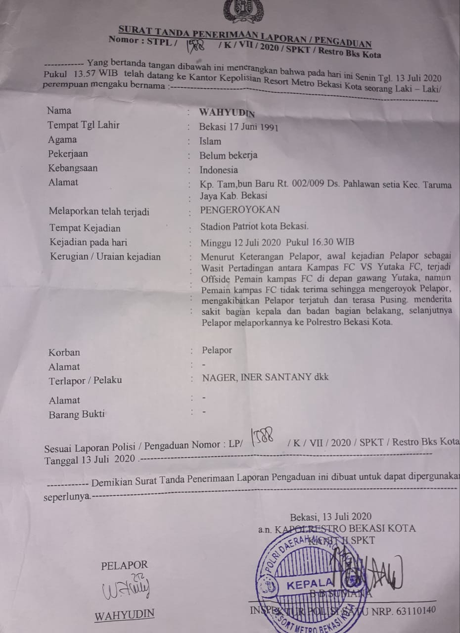 Wasit yang Diinjak-Injak Tolak Uang Damai Rp 20 Juta, 2 Pemain Champas FC Dilaporkan ke Polisi