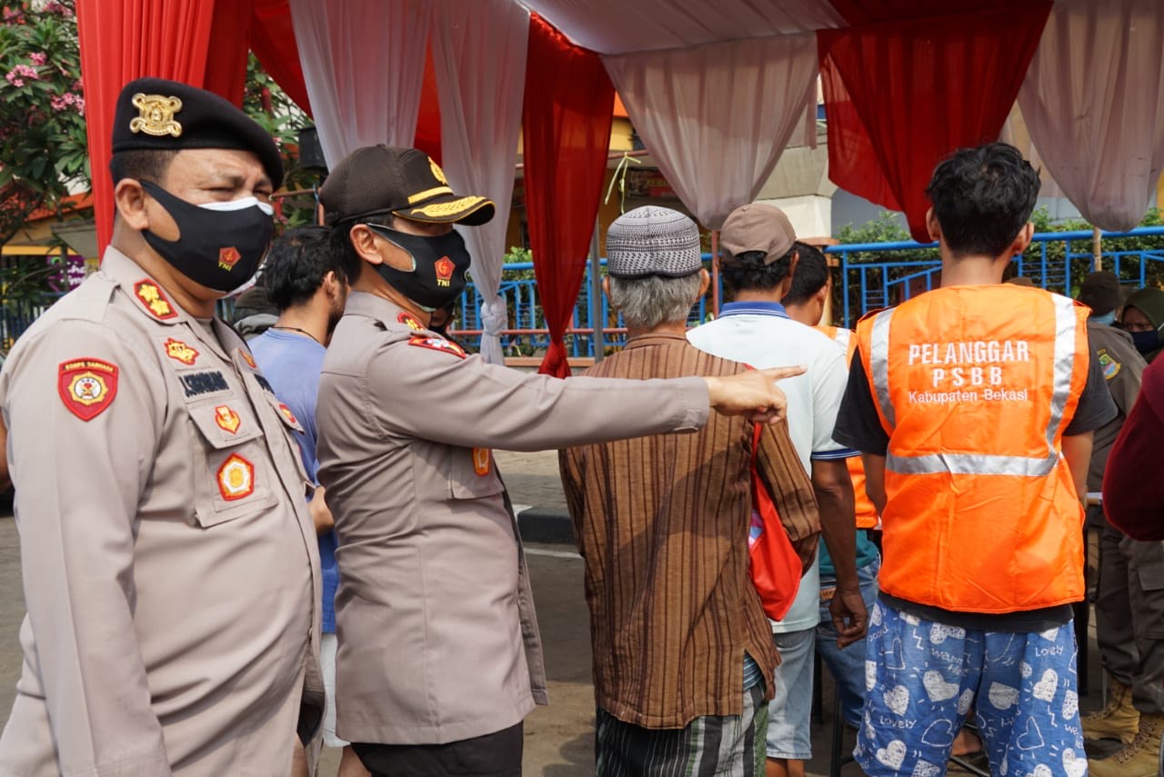 Tak Mengenakan Masker, Puluhan Orang di Kabupaten Bekasi Terjaring Operasi Yustisi