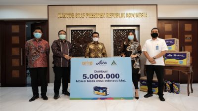 Kantor Staf Presiden, GP Ansor & Aice Luncurkan Gerakan Pentahelix 5 Juta Masker Medis
