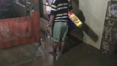 Sisa Banjir di Kampung Lebak, Teluk Pucung, Bekasi Utara, Kota Bekasi, Minggu (25/10/2020) malam.