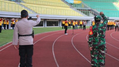 Apel gabungan unsur tiga pilar Kota Bekasi menyikapi perkembangan Covid-19 selama 9 bulan di Stadion Patriot Candrabhaga. Foto: Gobekasi.id