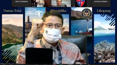 Tangkapan layar Studium Generale melalui media daring (webinar) Program Studi Pariwisata, Fakultas Bisnis, LSPR Communication & Business Institute (LSPR) berkolaborasi dengan Kementerian Pariwisata & Ekonomi Kreatif Republik Indonesia