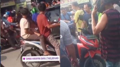 Maling motor tertangkapwarga siang bolong di THB. Foto: Screenshot Instagram Bekasi Terkini