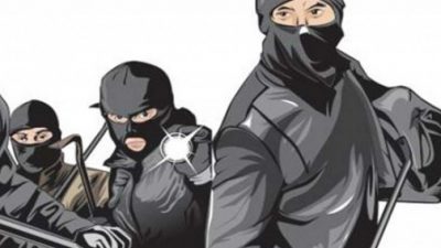 Ilustrasi perampok bersenjata tajam