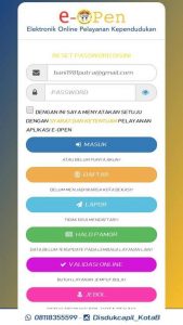 Aplikasi E-Open Disdukcapil Kota Bekasi