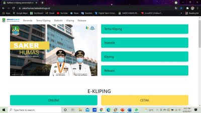 Aplikasi saker humas dapat diakses melalui website resmi bekasikota.go.id
