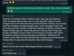 Tangkapan layar percakapan Deddy Corbuzier dengan Menteri Sofyan Djalil