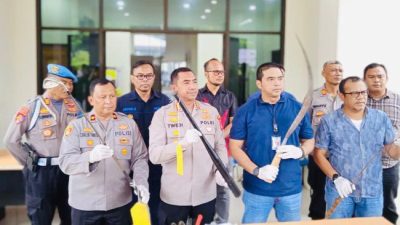 Polres Metro Bekasi melakukan gelar perkara tawuran maut antarpelajar yang memakan satu korban jiwa. Foto: Istimewa