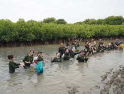 Peduli Lingkungan, Mahasiswa LSPR Tanam 300 Mangrove di Muara Gembong Bekasi
