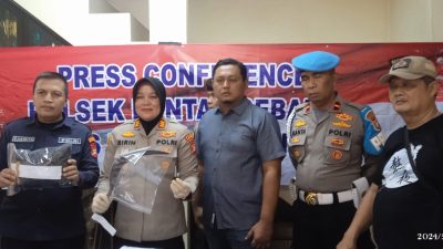 Polsek Bantar Gebang menggelar konferensi pers kasus begal. Foto: Ist