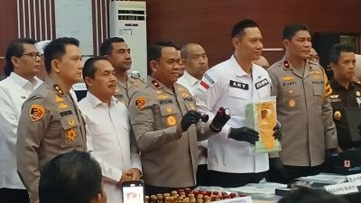 Konferensi Pers Pengungkapan Tindak Pidana Pertanahan di Kabupaten Bekasi oleh Menteri ATR/Kepala BPN Agus Harimurti Yudhoyono