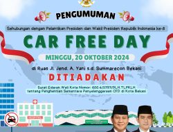 Ada Pelantikan Prabowo-Gibran, CFD Kota Bekasi Ditiadakan