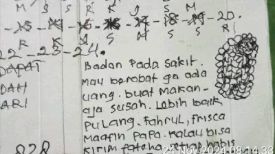 Surat wasiat diduga ditulis korban sebelum mengakhiri hidupnya.