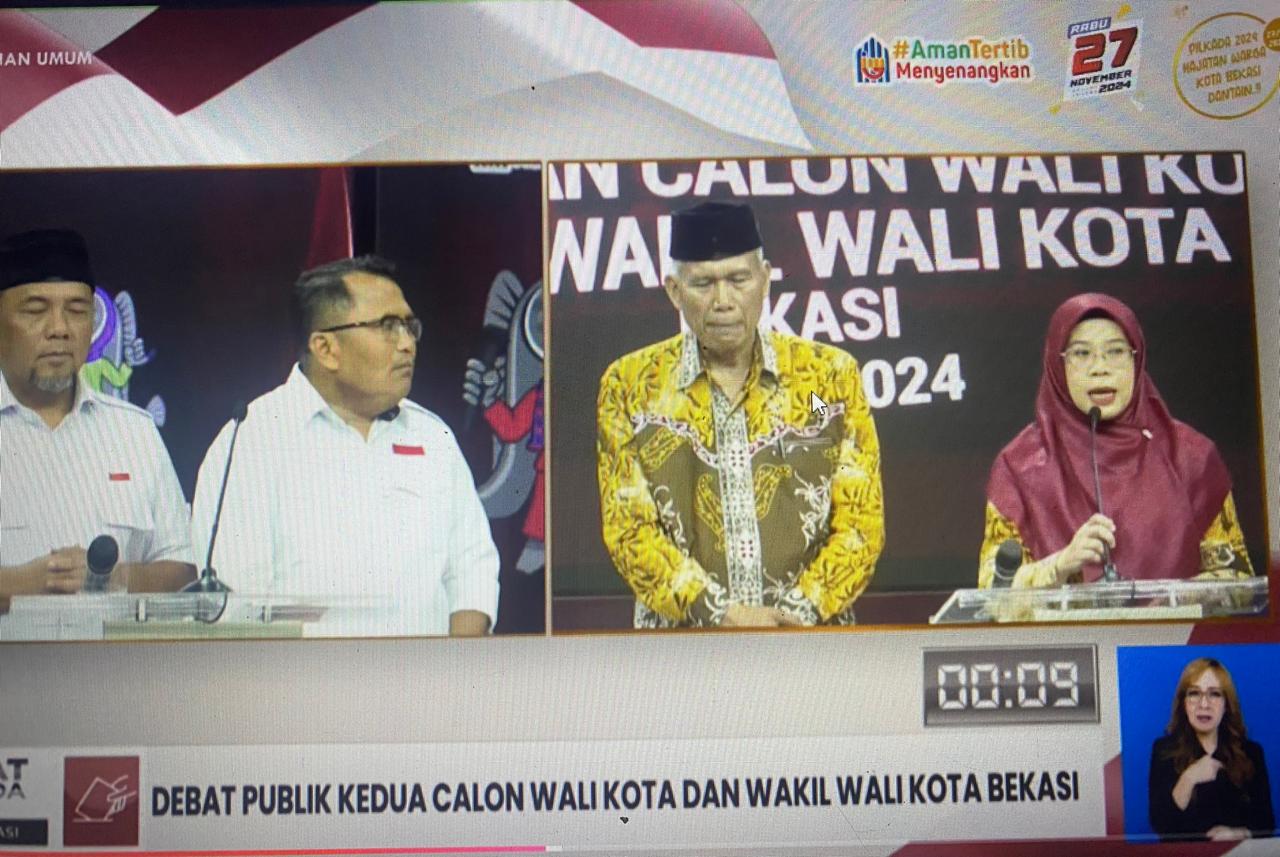 Debat Publik Kedua Pilkada Kota Bekasi disiarkan langsung oleh TV One.