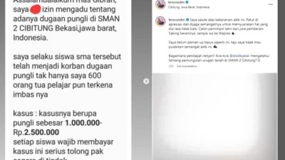 Tangkapan Layar Siswa mengadu ke Waspres soal Dugaan Pungli SMAN 2 Cibitung