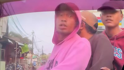 Tangkapan layar video viral aksi pria bonceng tiga menggunakan motor melakukaan tindakan presmanisme.