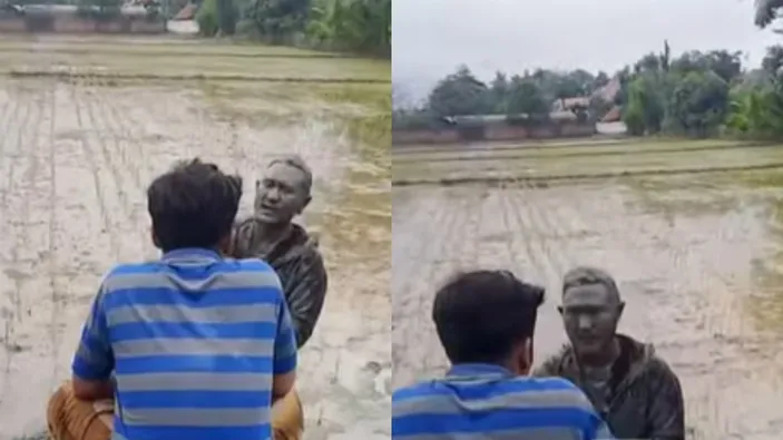 Pelaku Jambret Bocah di Bekasi tertangkap warga ditengah sawah