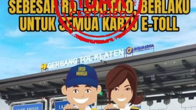 Jasa Marga Ingatkan Masyarakat Waspada Penipuan Program e-Toll Gratis