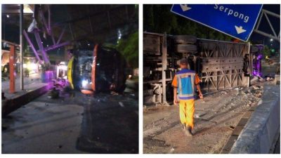 Kecelakaan Bus dio dekat GT Cikunir