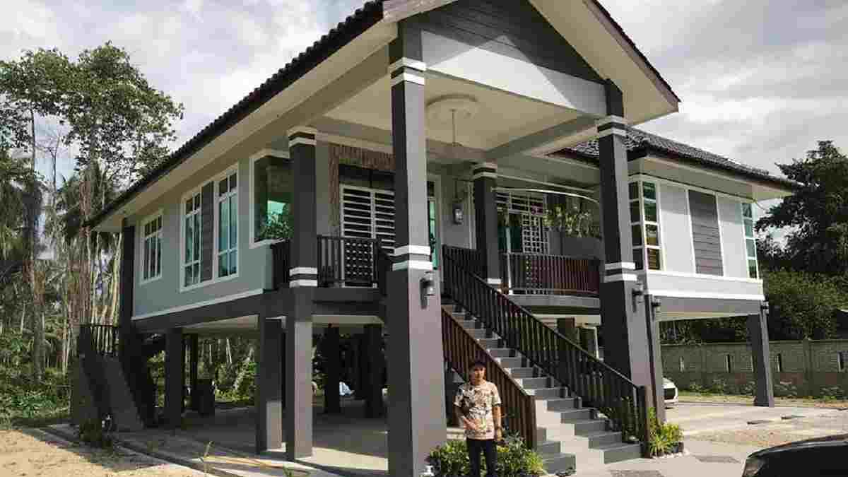 Ilustrasi rumah panggung tiang beton