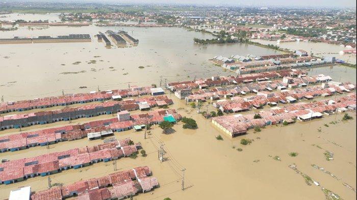 Kondisi banjir di Kecamatan Babelan, Kabupaten Bekasi hasil pemantauan udara, Kamis (6/3/2025).