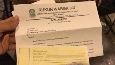 Proposal permintaan THR oleh RW di Bekasi Timur