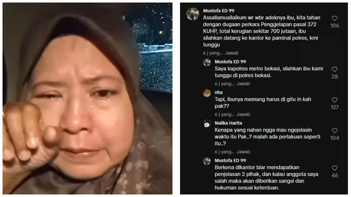 Tangakapan layar ibu Ida ngaku dipiting aparat Polres Metro Bekasi