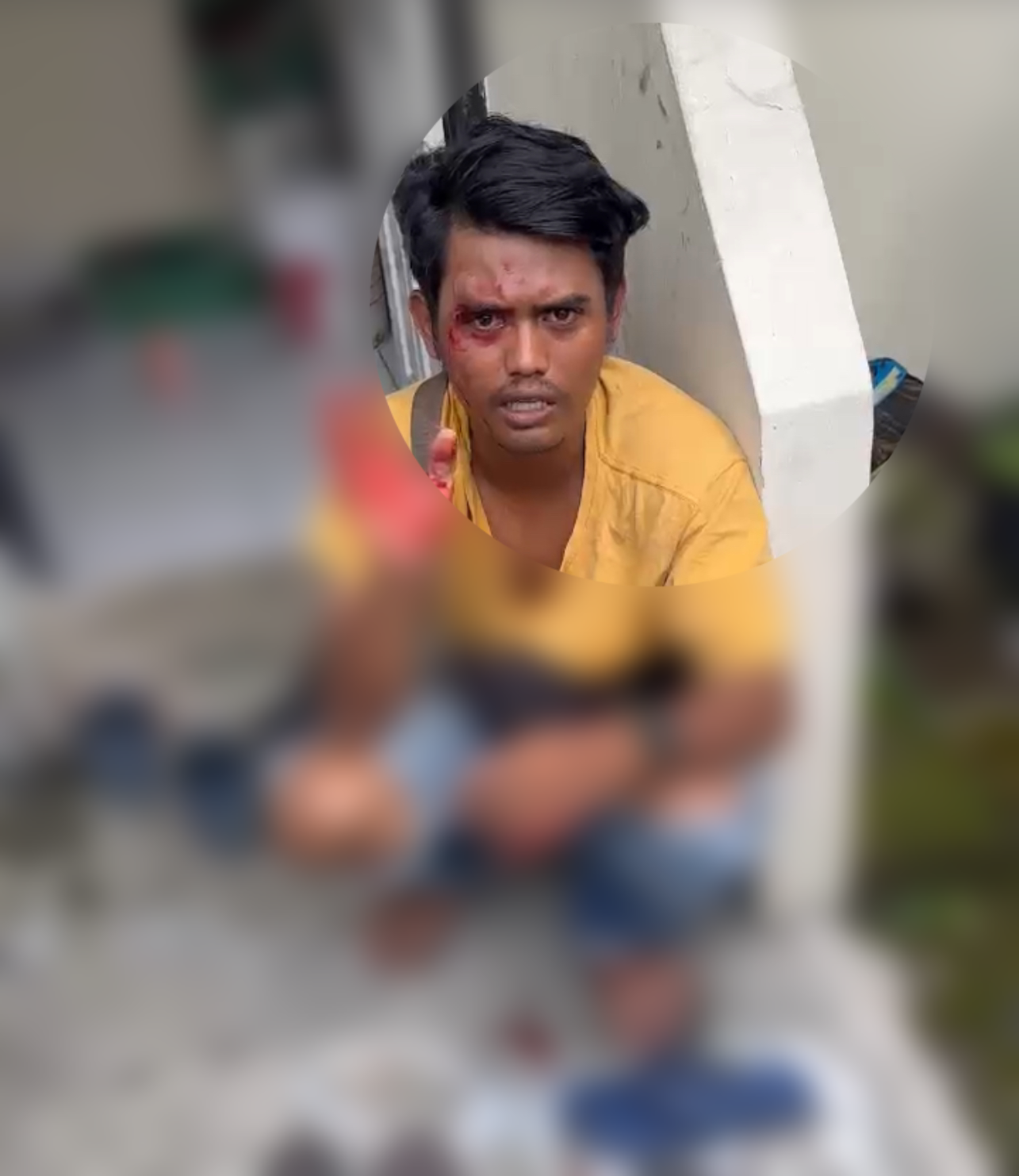 Terduga Pelaku pelecehan sesksual terhadap Mamah Muda di Bekasi usai dihakimi warga. Foto: Ist