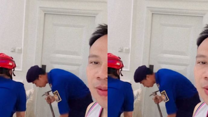 Kota Bekasi - Artis Vicky Prasetyo mengunggah gerak cepat Damkar Kota Bekasi mengevakuasi anaknya yang terkunci dalam kamar. Foto: (Instagram Vicky Prasetyo)