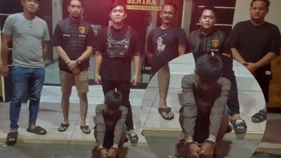 IK (28) saat dibawa ke Polsek Cikarang Timur karena diduga menganiaya dan mengancam seorang wanita. Foto: Ist