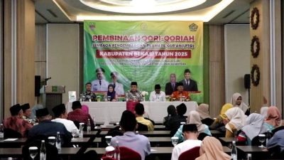 Kabupaten Bekasi - Sekretaris Daerah Kabupaten Bekasi, Dedy Supriyadi membuka kegiatan pembinaan qori dan qoriah yang akan mewakili Kabupaten Bekasi dalam Musabaqah Tilawatil Qur'an dan Hadits (MTQH) ke-39 tingkat Provinsi Jawa Barat, di Ibis Hotel, Kamis (12/5/2025).