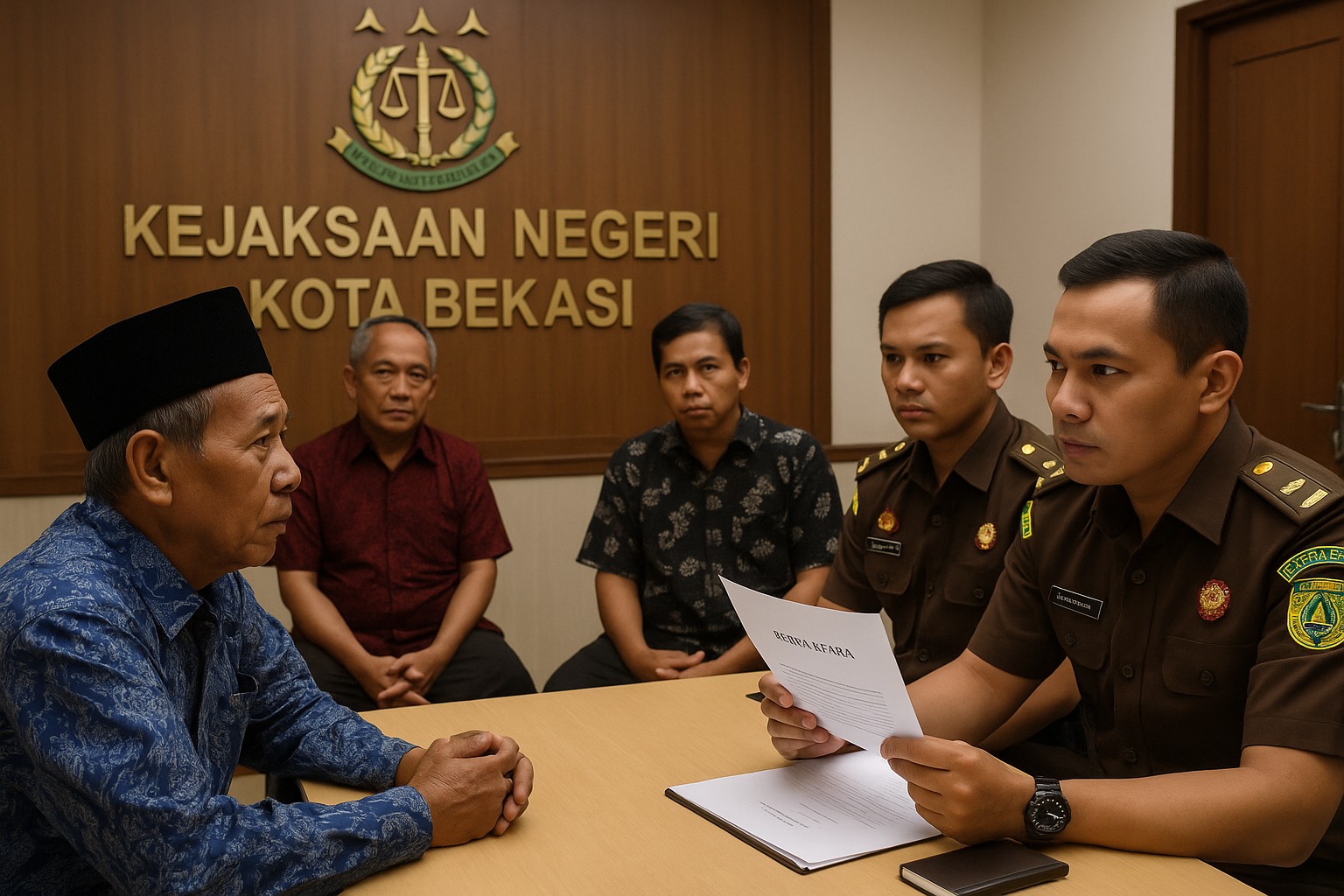 Kota Bekasi - Ilustrasi pemeriksaan RT/RW terkait korupsi Alat Olahraga di Kota Bekasi. Foto: AI