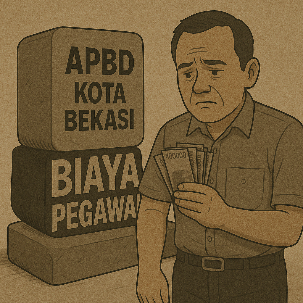Kota Bekasi - Ilustrasi biaya pegawai mendominasi penggunaan APBD Kota Bekasi. Foto: AI for Gobekasi.id