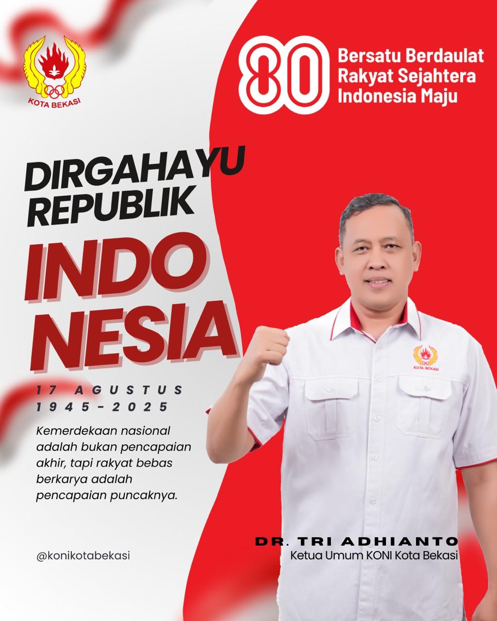 Kota Bekasi - HUT RI ke-80 KONI Kota Bekasi