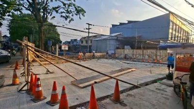 Kota Bekasi - Jembatan 0 Rawalumbu saat ini masih dalam proses pembangunan di Rawalumbu, Kota Bekasi, Septian/Gobekasi.id