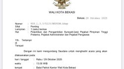 Kota Bekasi - Surat pengambilan sumpah jabatan di lingkungan Pemerintah Kota Bekasi.