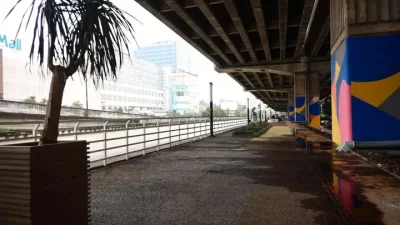 Kota Bekasi - Pedestrian-Wisata Air Kalimalang yang akan diisi dengan cargo kuliner. Foto: Ist