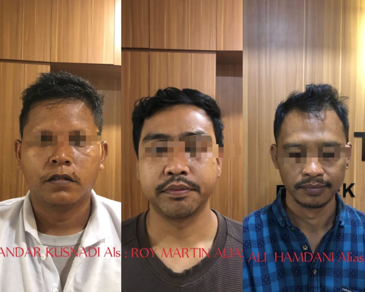 Kabupaten Bekasi - Tampang tiga pemalak pedagang di Cikarang yang ditangkap polisi. Foto: Ist/Gobekasi.id.