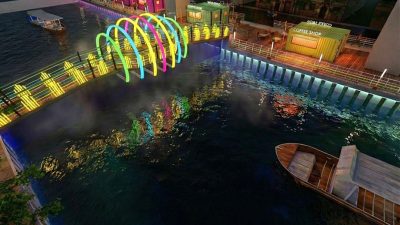 Kota Bekasi - Gambaran 3D rancangan Wisata Air Kalimalang. Foto: PT Miju Dharma Angkasa