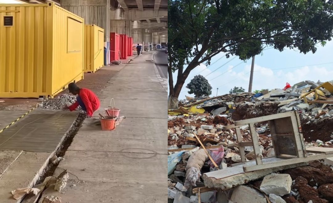 Kota Bekasi - Kontainer di lokasi Wisata Air Kalimalang telah dipajang. Hal ini menjadi paradoks penataan Kalimalang. Foto: Ist/Gobekasi.id.