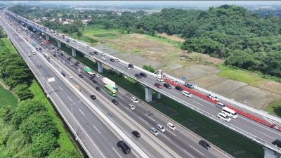 Bekasi - Foto udara arus balik di Tol Layang MBZ. Foto: Ist/Gobekasi.id.