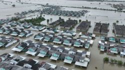 Kabupaten Bekasi - Persawahan berikut permukiman penduduk di wilayah Kecamatan Tambun Utara, Kabupaten Bekasi, terendam banjir. Foto: Ist