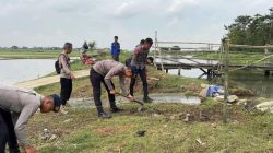 Kabupaten Bekasi - Pembangunan Jembatan Presisi Polda Metro Jaya di Kampung Pintu, Desa Bantar Jaya, Kecamatan Pebayuran, Kabupaten Bekasi. Foto: Ist/Gobekasi.id.