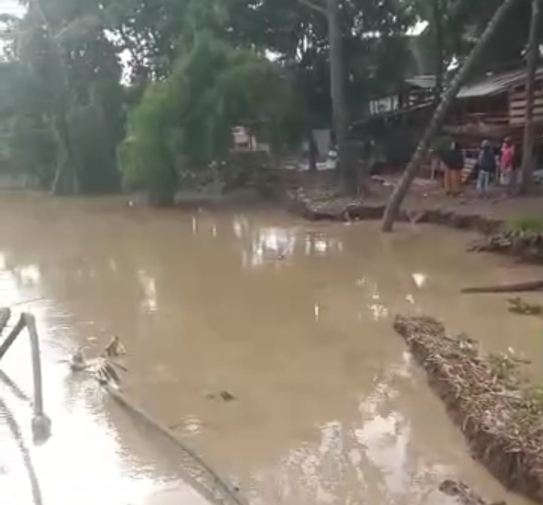 Kota Bekasi - Kondisi terkini Wisata Hutan Bambu, Bekasi Selatan, usai terjadi longsor akibat pengosotan air Kali Bekasi, Kamis (12/2/2026). Foto: Gobekasi.id.