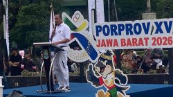 Kota Bekasi - Wali Kota Bekasi Tri Adhianto saat menyampaikan pesan dalam agenda hitung mundur Porprov Jawa Barat 2026. Foto: Gobekasi.id.