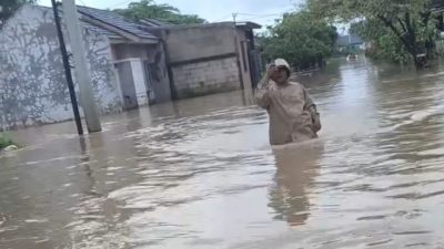 Kabupaten Bekasi - Banjir di Perumahan Bekasi Green Village, Desa Sukamekar, Kecamatan Sukawangi, Kabupaten Bekasi, Jumat (20/2/2026). Foto: Gobekasi.id.