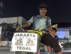 Demi Hemat Ongkos Mudik, Waskum Kayuh Sepeda Jakarta–Tegal Bersama Anak