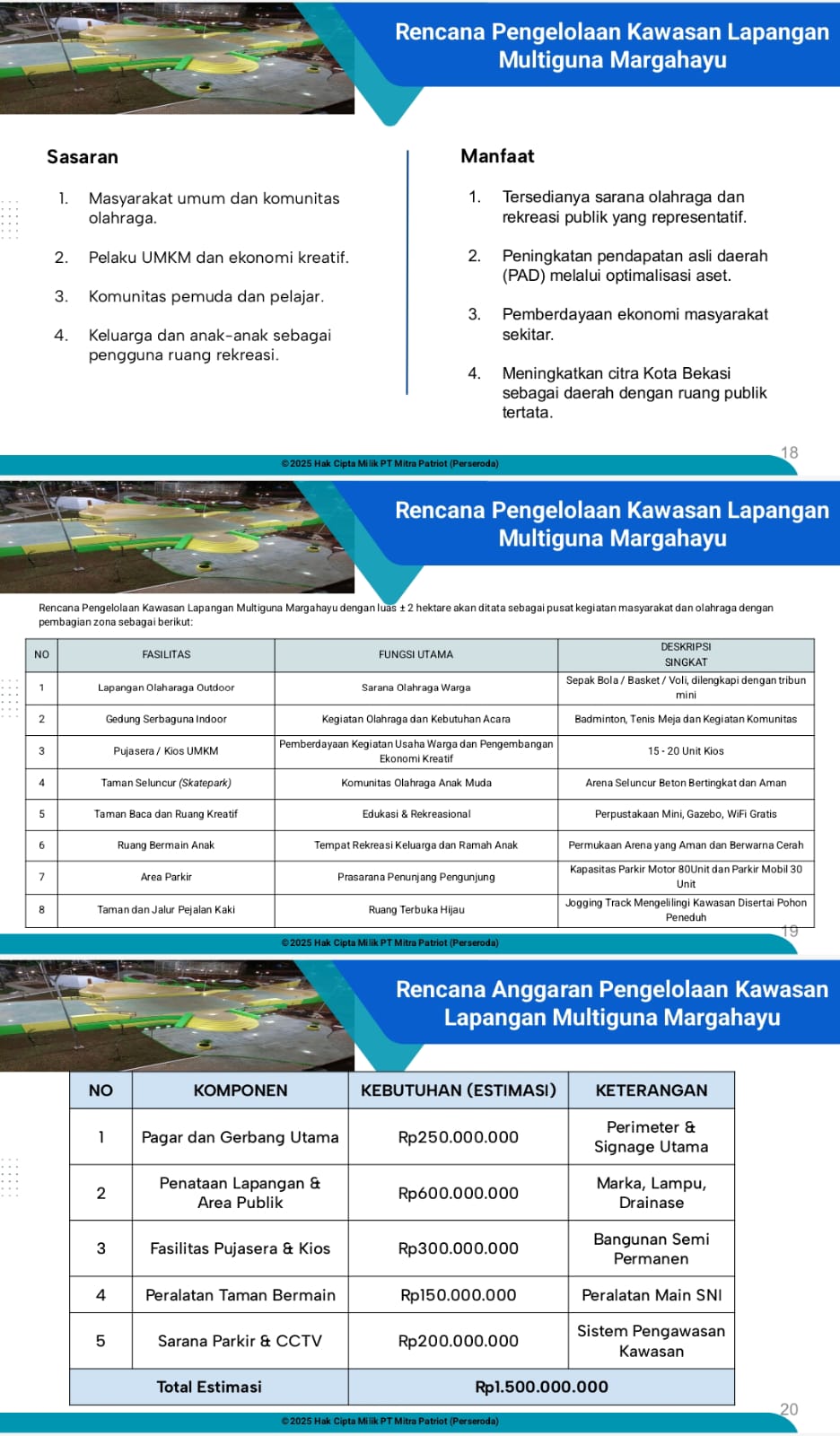 Kota Bekasi - RKAP PT Mitra Patriot soal pengelolaan Lapangan Multiguna