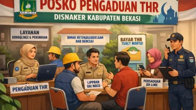 Kabupaten Bekasi - Ilustrasi posko pengaduan THR 2026 Kabupaten Bekasi.