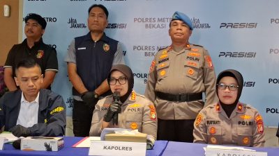 Kota Bekasi - Polisi rilis tersangka kasus air keras Tambun Selatan Bekasi